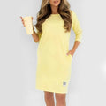 ✨🔥Round Neck, Three-Quarter Sleeve, Side Pocket Loose-Fitting T-Shirt Dress💕